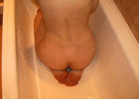 My new nasty girlfriend with nice tiny boobies lets me take photos of her in my bathroom. Image 2