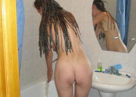 Here are some dirty pics of my last chicks exposing sexy butts, wet pink and nice breasts only for me. Image 1